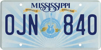 MS license plate OJN840