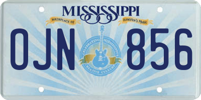MS license plate OJN856