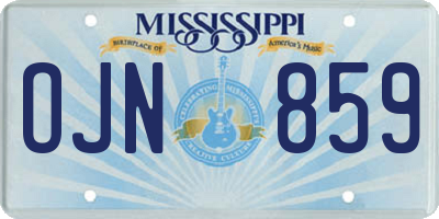 MS license plate OJN859
