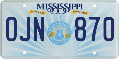 MS license plate OJN870
