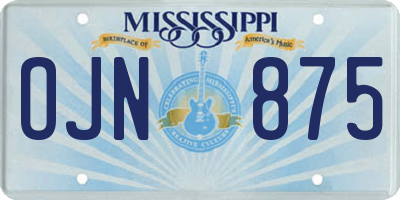 MS license plate OJN875