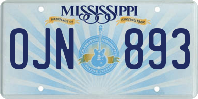 MS license plate OJN893