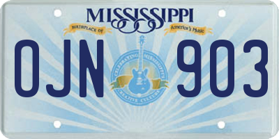 MS license plate OJN903