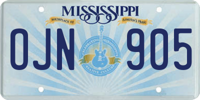 MS license plate OJN905
