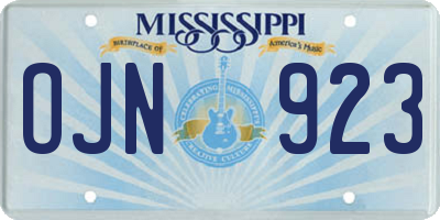 MS license plate OJN923