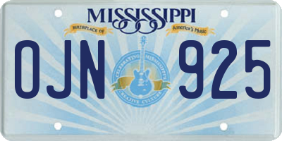 MS license plate OJN925