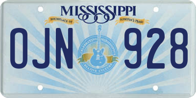 MS license plate OJN928