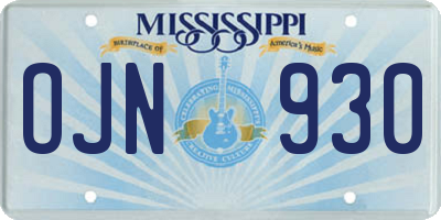 MS license plate OJN930