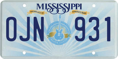 MS license plate OJN931