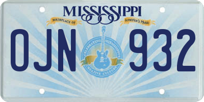 MS license plate OJN932