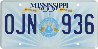 MS license plate OJN936