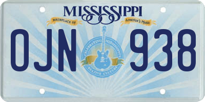 MS license plate OJN938