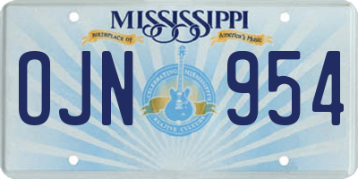 MS license plate OJN954