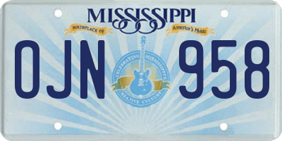 MS license plate OJN958