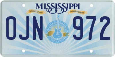 MS license plate OJN972