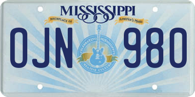MS license plate OJN980