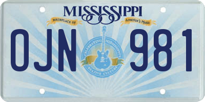 MS license plate OJN981