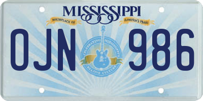 MS license plate OJN986