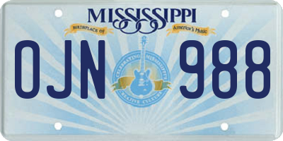 MS license plate OJN988