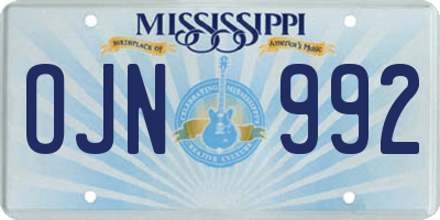 MS license plate OJN992