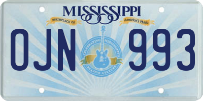 MS license plate OJN993