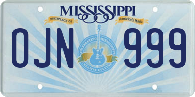 MS license plate OJN999