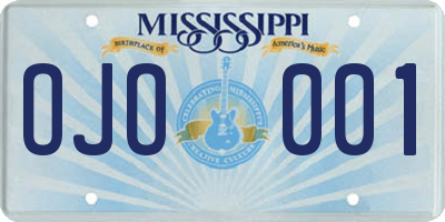 MS license plate OJO001