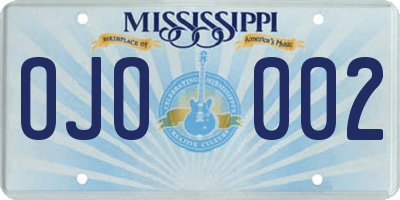 MS license plate OJO002
