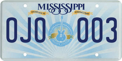 MS license plate OJO003