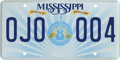 MS license plate OJO004