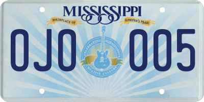 MS license plate OJO005