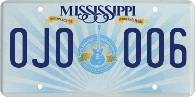MS license plate OJO006