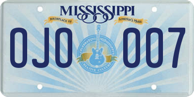 MS license plate OJO007