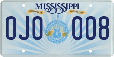 MS license plate OJO008