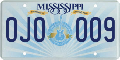MS license plate OJO009