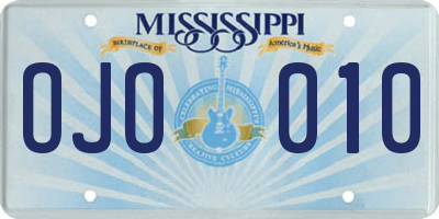 MS license plate OJO010