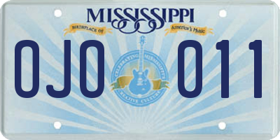 MS license plate OJO011