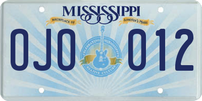 MS license plate OJO012