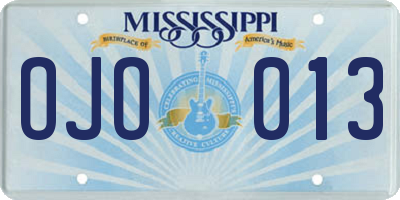MS license plate OJO013