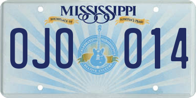 MS license plate OJO014