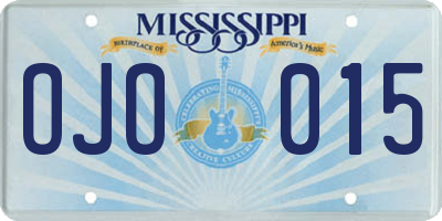 MS license plate OJO015