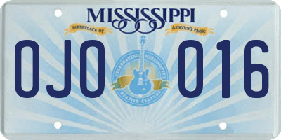 MS license plate OJO016
