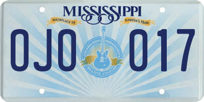 MS license plate OJO017