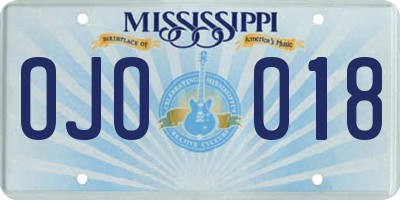 MS license plate OJO018