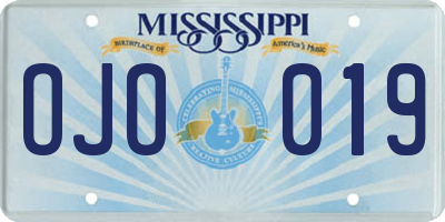 MS license plate OJO019