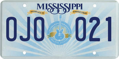 MS license plate OJO021
