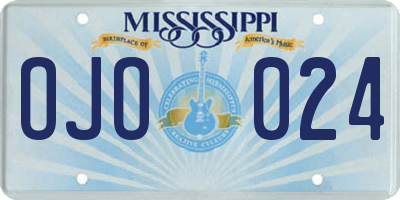 MS license plate OJO024