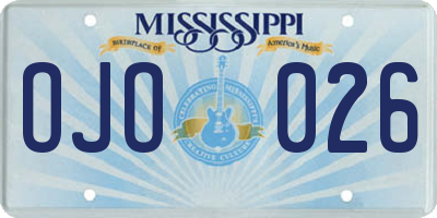 MS license plate OJO026