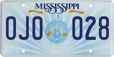 MS license plate OJO028