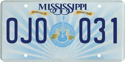 MS license plate OJO031